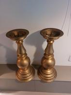 Set van 2 grote zware messing kandelaars – klassiek model, Ophalen of Verzenden, Koper of Brons