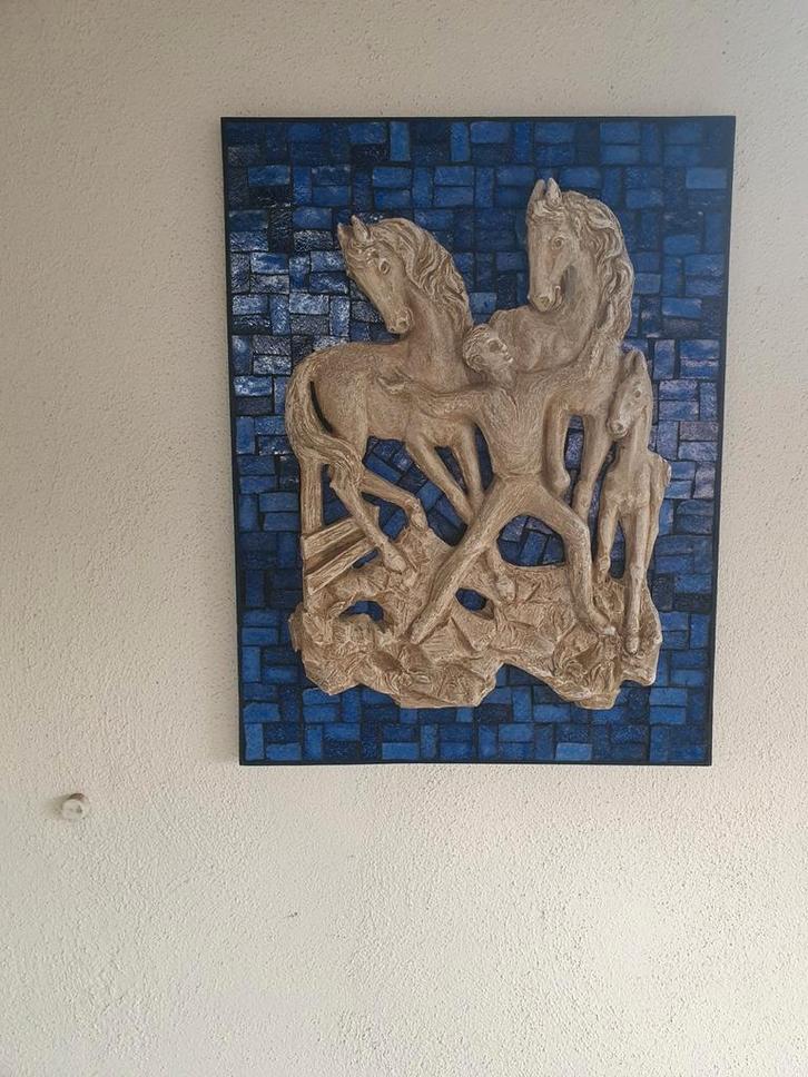 Uniek Kunstwerk: Man en Paarden, Antiek en Kunst, Kunst | Beelden en Houtsnijwerken, Ophalen