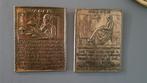 Koperen wandbordjes vader en moeder, Antiek en Kunst, Ophalen of Verzenden, Koper