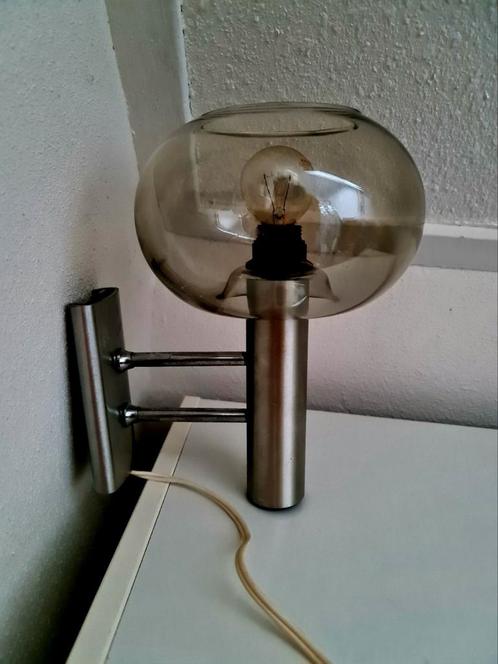 Mushroom smokeglass rookglas wandlamp muurlamp uniek mooi, Huis en Inrichting, Lampen | Wandlampen, Zo goed als nieuw, Glas, Metaal