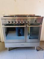 Pelgrim Novecento gasfornuis met dubbele oven en draaispit, 5 kookzones of meer, Grill, Vrijstaand, Gebruikt