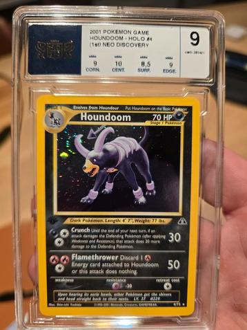 Houndoom 1st edition holo grade 9 met swirl beschikbaar voor biedingen