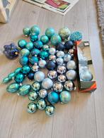 50 blauw kerstballen en piek, Diversen, Kerst, Ophalen of Verzenden, Gebruikt