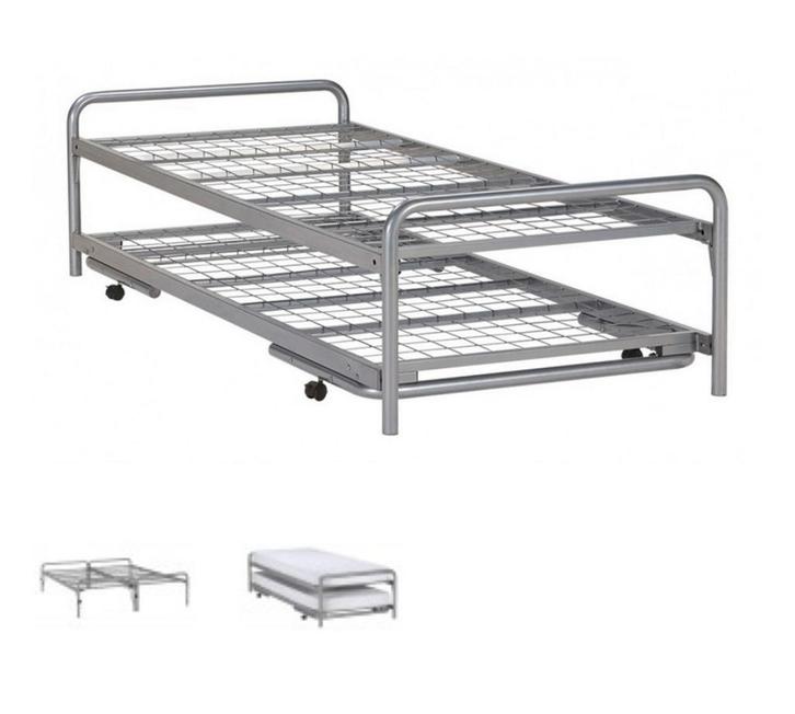 Uitschuifbaar tweepersoonsbed bedframe - ruimtebesparend, Huis en Inrichting, Slaapkamer | Bedden, Eenpersoons, Metaal, Bruin