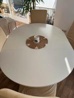 Witte eettafel + 4 stoelen, Ophalen, Gebruikt, 4 tot 6 stoelen