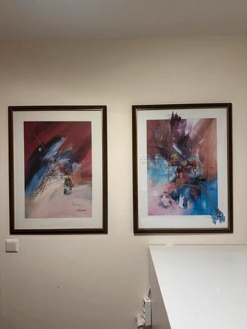 Abstract Schilderij met Frame van C. Schenk beschikbaar voor biedingen