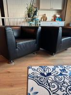 Gelderland Fauteuils zwart leer set 2, Huis en Inrichting, Fauteuils, Ophalen of Verzenden, Zo goed als nieuw, 50 tot 75 cm, Leer