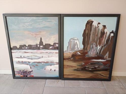 Olieverf schilderijen set F.K, Antiek en Kunst, Kunst | Schilderijen | Klassiek, Ophalen