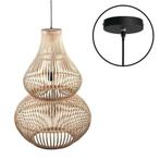 PTMD Mykel Hanglamp - 51,5 x 51,5 x 75,5 cm - Bamboe - Créme, Overige materialen, 50 tot 75 cm, Nieuw, Ophalen of Verzenden