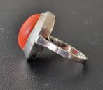 925 zilver ring, bloedkoraal cabochon vintage/antiek, Ophalen of Verzenden, Zo goed als nieuw, Dame, Zilver