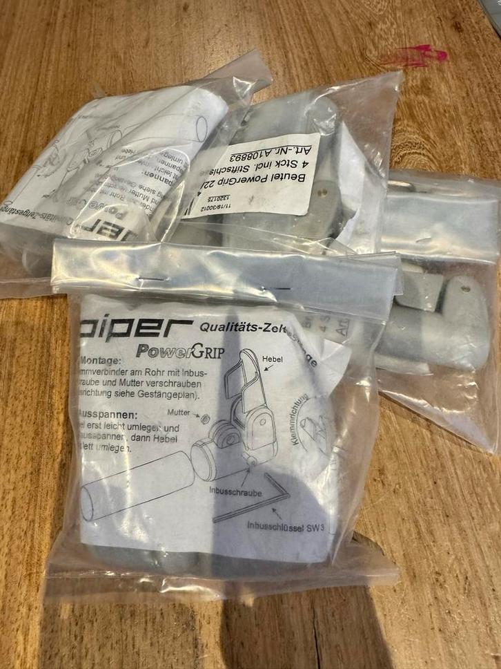 Piper PowerGrip 22/19 Klemmen (16 stuks), Caravans en Kamperen, Tentaccessoires, Nieuw, Ophalen of Verzenden