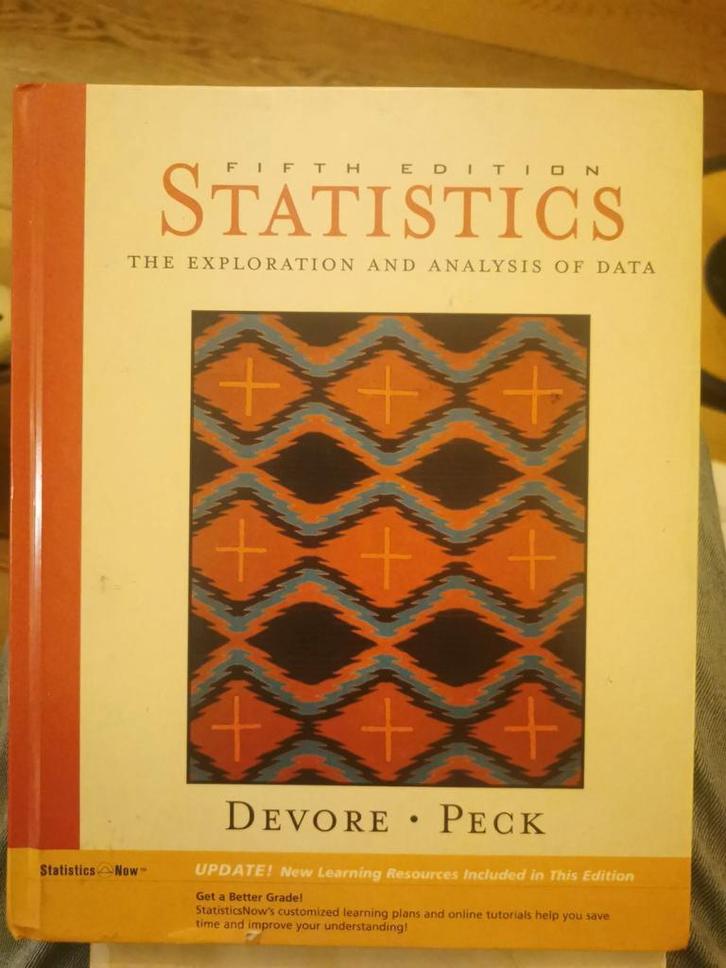 Statistiek boek - Devore & Peck, Boeken, Studieboeken en Cursussen, Gelezen, HBO, Beta, Ophalen of Verzenden