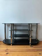 Dressoir zwart glas, chrome, modern design, Ophalen, 100 tot 150 cm, Modern, Glas