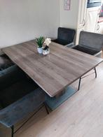 Stoer grijs/eikenhouten eethoek inclusief(of excl) 4 stoelen, Ophalen, Gebruikt, Stoer/landelijk/industriële, 4 tot 6 stoelen