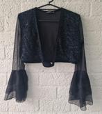 Zwarte croptop met mesh mouwen van lissa paris maat M, Kleding | Dames, Ophalen of Verzenden, Zwart, Lange mouw