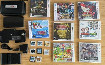 Nintendo 3DS + Veel spelen + Accessoires beschikbaar voor biedingen
