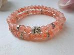 Armbanden set 6 mm glas kralen oranje zilver buddha boeddha, Sieraden, Tassen en Uiterlijk, Armbanden, Nieuw, Oranje, Ophalen of Verzenden