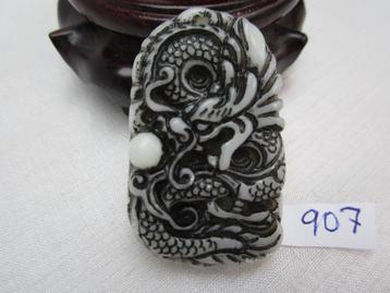 Prachtige amulet hanger van chinese jade draak 907 # beschikbaar voor biedingen