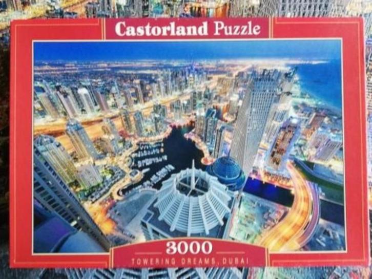 Puzzel 3000 stukjes: Towering Dreams, Dubai, Hobby en Vrije tijd, Denksport en Puzzels, Gebruikt, Legpuzzel, Meer dan 1500 stukjes
