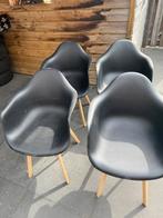 4 zwarte buiten stoelen, Ophalen of Verzenden, Gebruikt, Zwart, Vijf, Zes of meer stoelen