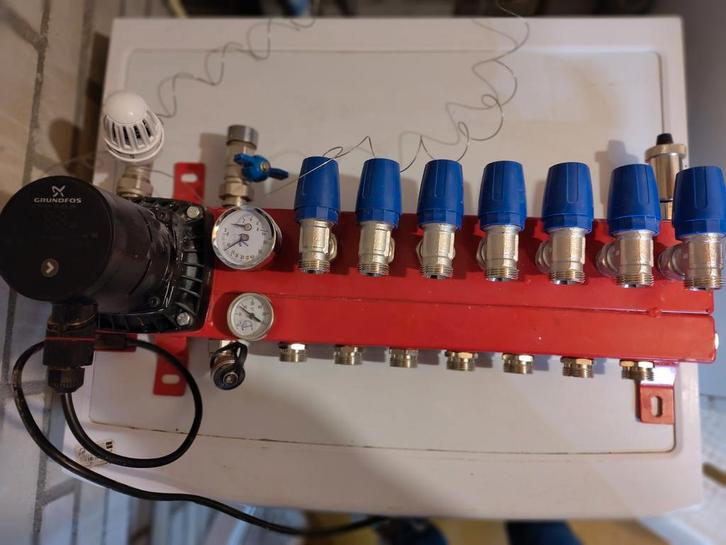 Vloerverwarming verdeler met pomp en  7 groepen, Doe-het-zelf en Verbouw, Verwarming en Radiatoren, Gebruikt, Overige typen, Minder dan 30 cm