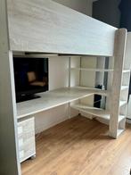 Trasman - Jules hoogslaper met bureau. Grijs eiken & roze., Ophalen, Eenpersoons, 160 tot 180 cm, Zo goed als nieuw