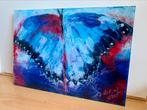 Kunst op Plexiglas ‘Blauwe vlinder’, uniek en nieuw, Ophalen of Verzenden