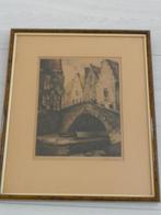 oude ets - VIEUX PONT A BRUGES -BRUGGE - N.Hubbeling, Antiek en Kunst, Kunst | Etsen en Gravures, Ophalen