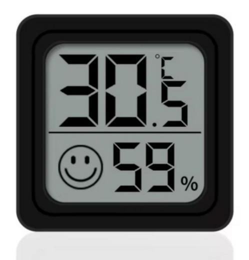 Thermometer Hygrometer met Comfortindicator - Zwart 44x44x11, Kinderen en Baby's, Kinderkamer | Inrichting en Decoratie, Nieuw