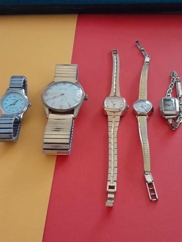 Vintage dames en heren horloges set van 5 stuks.