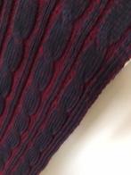 Donkerblauw met rood gemêleerde sjaal kabels, Ophalen of Verzenden, Sjaal, Zo goed als nieuw, Maat 46/48 (XL) of groter