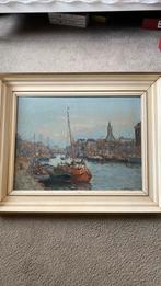 Olieverf op doek havengezicht, Antiek en Kunst, Kunst | Schilderijen | Klassiek, Ophalen of Verzenden