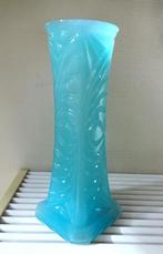 Art Deco turkoois / blauw opaline persglazen vaas: vierkant, Antiek en Kunst, Ophalen of Verzenden