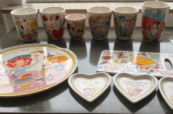 Blond Amsterdam - kaasplank, pancake, hartje 3x, mok 6x, Huis en Inrichting, Keuken | Servies, Nieuw, Compleet servies, Blond Amsterdam