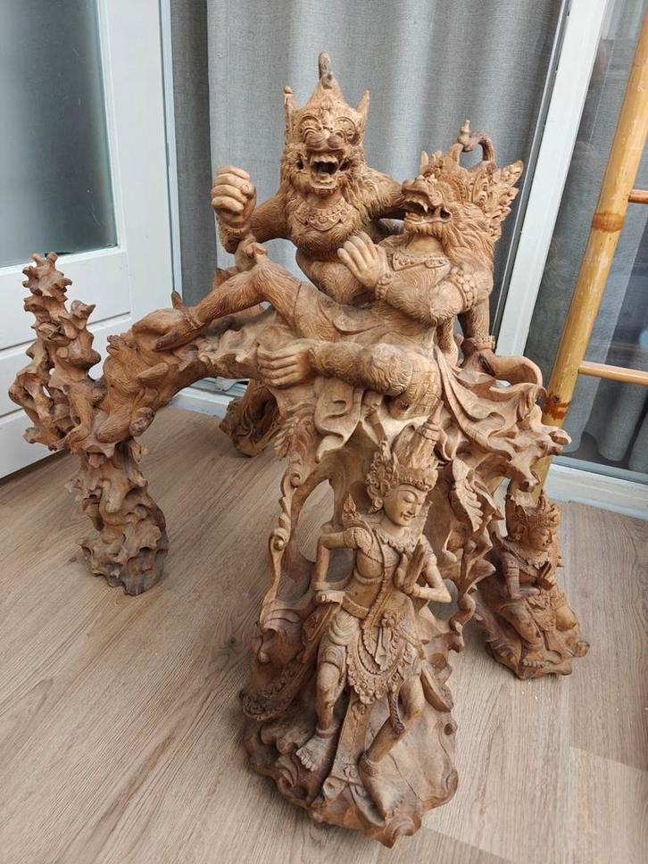 Balinees houtsnijwerk boomwortel hanuman uniek, Antiek en Kunst, Kunst | Beelden en Houtsnijwerken, Ophalen of Verzenden