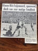 Voetbal krantenartikel Blauw Wit Feyenoord april 1962, Ophalen of Verzenden, Gebruikt, Feyenoord