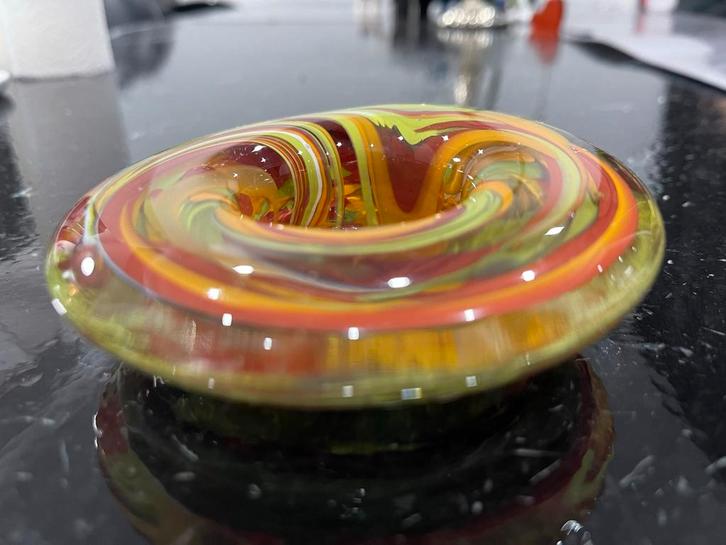 Unieke glazen donut sculptuur, Antiek en Kunst, Antiek | Glas en Kristal, Ophalen of Verzenden