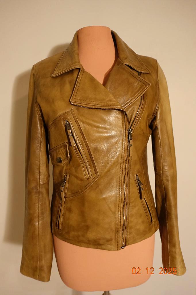 Ventiuno Paris cognac kleurige leren jas, maat M, Kleding | Dames, Jassen | Winter, Zo goed als nieuw, Maat 38/40 (M), Bruin, Ophalen of Verzenden