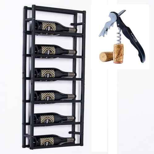 Wijnrek | 6 flessen | Wandmontage | Aan de muur | Staal, Huis en Inrichting, Woonaccessoires | Wijnrekken, Nieuw, 75 cm of meer