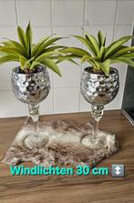 Windlicht, nep bont kleedje, kunstplant, set, Ophalen of Verzenden, Zo goed als nieuw