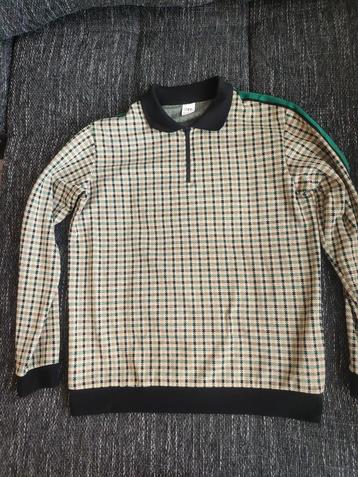 ZARA geruite polo/sweater met rits (beige/groen/zwart) beschikbaar voor biedingen