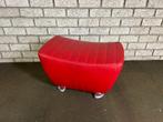 Leolux Balou Hocker / voetenbank rood leer, Ophalen, Gebruikt, Leolux, Rechthoekig