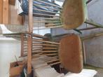 Houten eetkamerstoel retro spijlen groen, Ophalen, Gebruikt, Overige kleuren, Vijf, Zes of meer stoelen