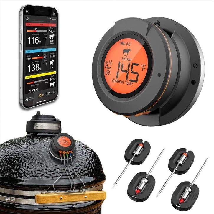 ToGrill Smart BBQ digitale dome thermometer met 4 probes, Tuin en Terras, Barbecue-accessoires, Nieuw, Ophalen of Verzenden
