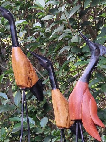 3 Super mooie tuinvogels voor binnen/buiten (brocante) beschikbaar voor biedingen