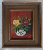 F. Wijdeveld (XXe) - Miniatuur - Rozen - 1950, Antiek en Kunst, Ophalen of Verzenden