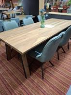 Nieuwe tafel 240 x 100 cm. Massief Kikar +zwart metaal, Toky, Ophalen, Metaal, 50 tot 100 cm, Vijf personen of meer