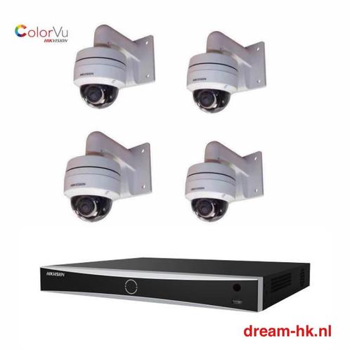 4MP ColorVu Hikvision IP PoE set/NVR+4x ColorVu camera, Audio, Tv en Foto, Videobewaking, Nieuw, Buitencamera, Ophalen of Verzenden