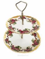 Vintage etagere - bonbon - cupcake standaard - houder 2 lage, Ophalen of Verzenden