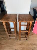 2 barkrukken teak hout, Ophalen, Zo goed als nieuw, Hout, 60 tot 90 cm